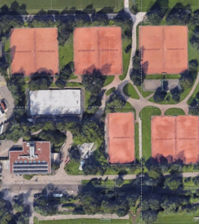 Aerial view of the courts at the Hardhof Tennis center in Zürich